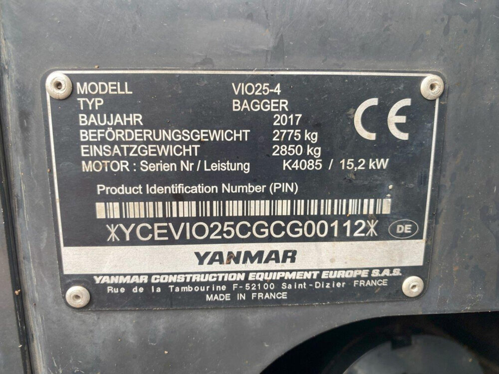 Yanmar VIO25-4 minigraver