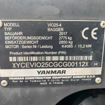 Yanmar VIO25-4 minigraver