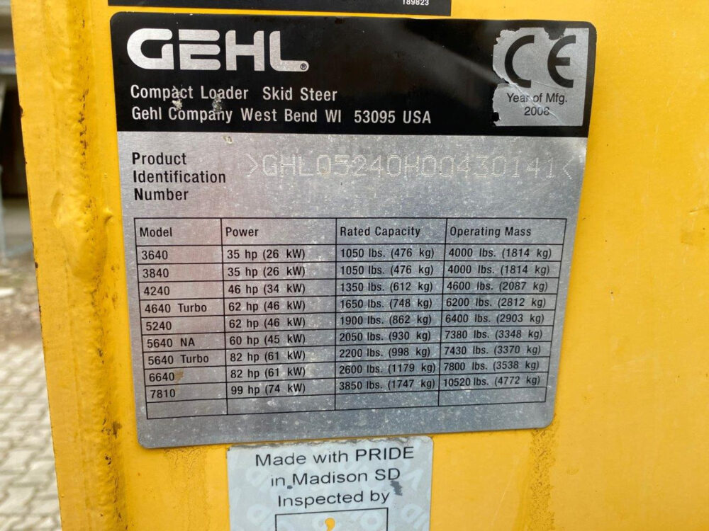 Gehl SL5240 schranklader low hours