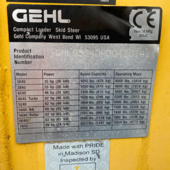 Gehl SL5240 schranklader low hours